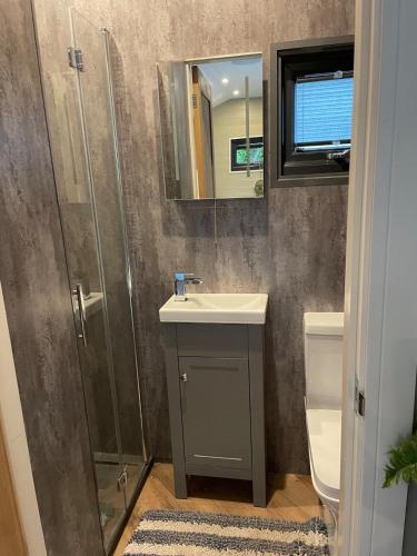 Ένα μπάνιο στο Berwyn Lodge with private hot tub