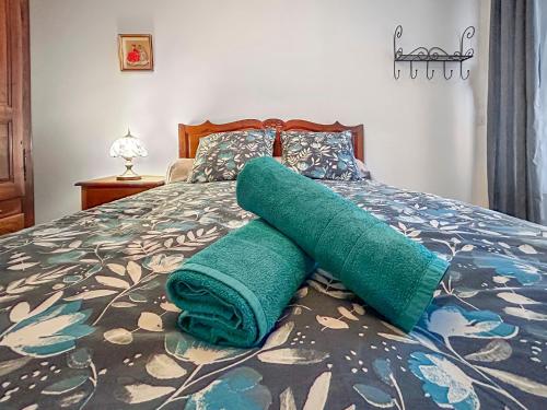 Katil atau katil-katil dalam bilik di Maison rustique avec patio privé