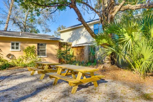 a picnic table in front of a building at Less Than 1 Mi to Beach Family-Friendly Port St Joe Home in Port Saint Joe