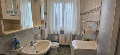 a small bathroom with a sink and a toilet at Fiocco di Neve in Tarvisio