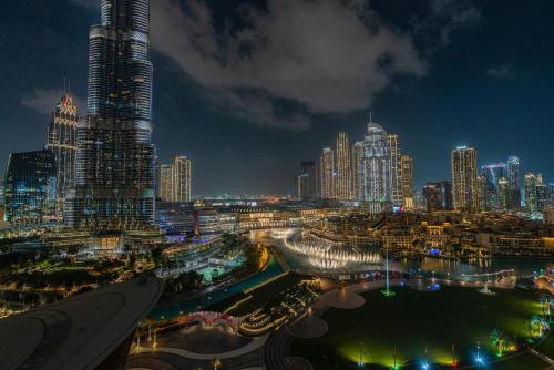 Nespecifikovaný výhled na destinaci Dubaj nebo výhled na město při pohledu z apartmánu