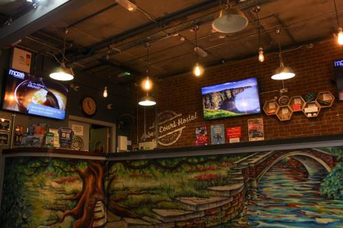 The lounge or bar area at Abbey Court Hostel