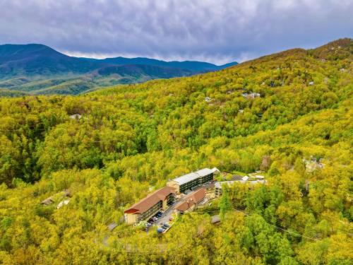 an aerial view of a building in the middle of a mountain at Laurel Point Resort in Gatlinburg