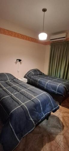two beds sitting in a room with a lamp at Casa del centro in San Martín