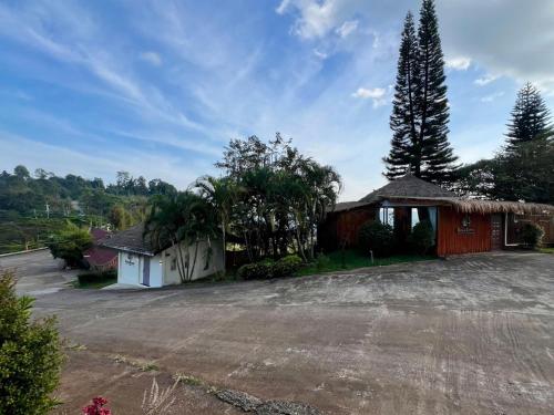 a house with a large driveway and a tree at Bella Lunar Villa ดอยแม่สลอง in Mae Salong