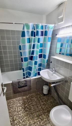 a bathroom with a toilet and a sink at GMA Apartment B16 in Lahr