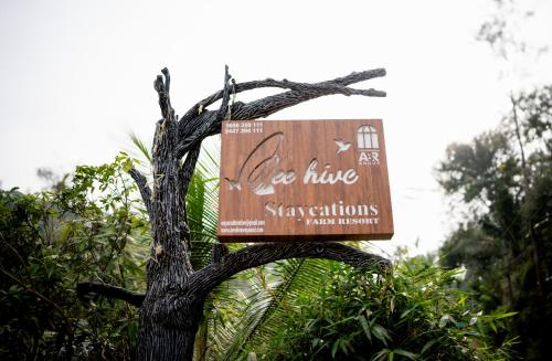 Un certificado, premio, letrero u otro documento en Beehive staycations