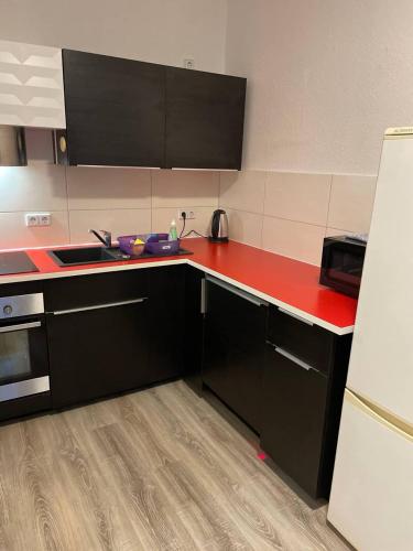 Kuchyň nebo kuchyňský kout v ubytování Helle Monteurwohnung in Dessau