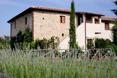 an old stone house in a field of tall grass at Tenuta Sant'Ilario in Gambassi Terme