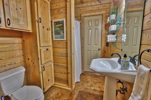 a bathroom with a sink and a toilet at Fox Run Ridge in Wimberley