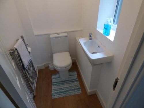 a small bathroom with a toilet and a sink at Hady House in Chesterfield