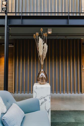 Χώρος καθιστικού στο Hotel De Hallen