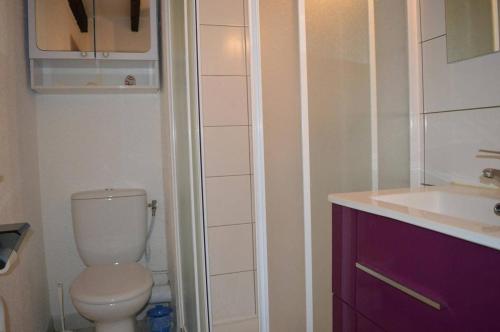 une petite salle de bain avec toilettes et lavabo dans l'établissement Appartement 2 pièces 4 couchages SAINT CYPRIEN PLAGE SC320-068, à Saint Cyprien Plage