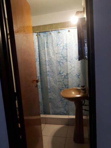 a bathroom with a shower and a sink at Susana in Mar del Plata