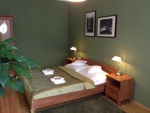 En eller flere senge i et værelse på Apartmány Kamenky