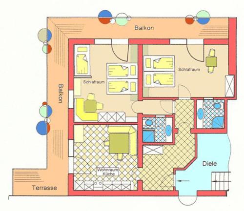 a floor plan of a building at Gästehaus Alpina in Maurach