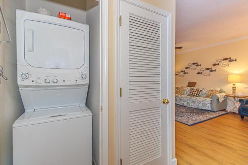 a white washer and dryer in a room at Cozy 2BR at Barefoot! Perfect for 4! Unit 414 in North Myrtle Beach