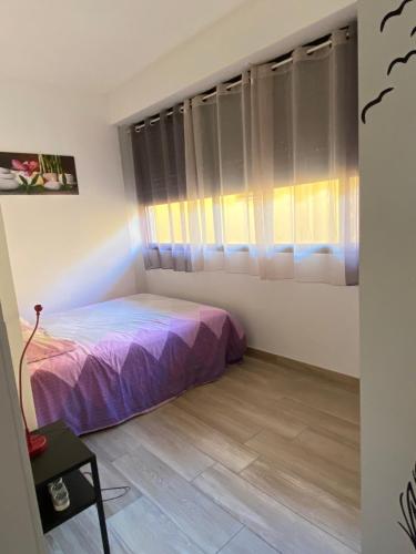 a bedroom with a bed and a window at LE PARC , Balaruc les bains T2 clim PMR in Balaruc-les-Bains