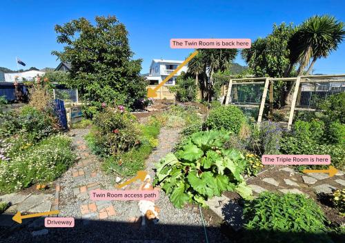 a garden with different types of vegetables and plants at Tairua Garden Hideaway - Homestay with Private Room in Tairua