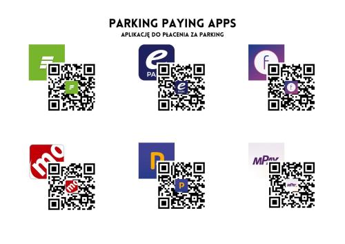 a set of four logos for parking parking apps at FLATMORE Apartament Akacjowa 17m1A in Zielona Góra