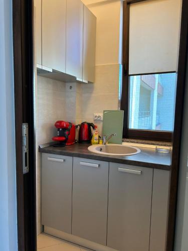 a kitchen with a sink and a counter top at Premier Luxury Lazar Residence by TOD Apartments in Iaşi