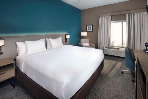 a hotel room with a large white bed and a window at Comfort Inn & Suites Dahlonega University Area in Dahlonega