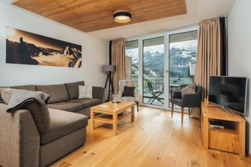 Posezení v ubytování Kühtai Alpensuites