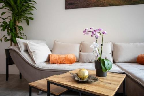 Χώρος καθιστικού στο Ferienwohnung Omas Rhön-Garten