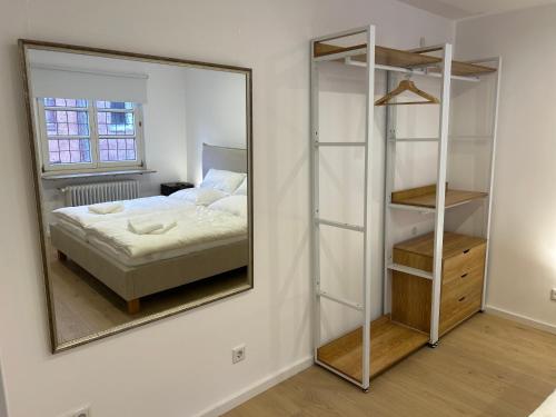 Katil atau katil-katil dalam bilik di Silk House - Designerwohnung nahe Düsseldorf
