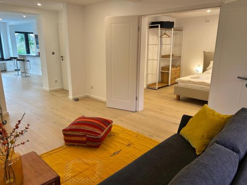 Katil atau katil-katil dalam bilik di Silk House - Designerwohnung nahe Düsseldorf