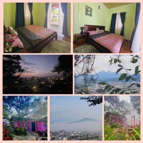 a collage of different pictures of a bedroom at Balabum home and more in Trai Mat