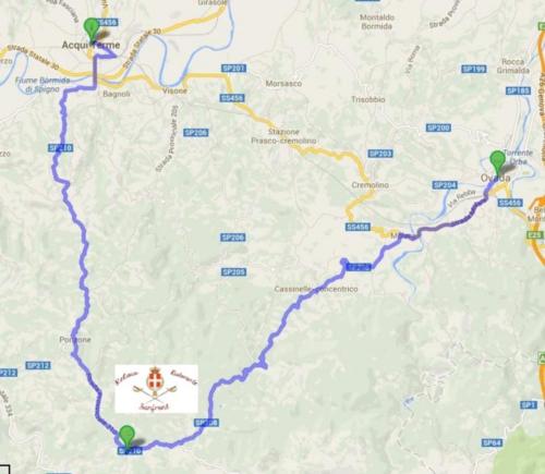 a map of the proposed route for the pipeline at Relais Ristorante Sanfront in Ponzone
