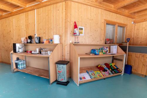 a room with two shelves in a wooden building at Raddörfl in Teufenbach