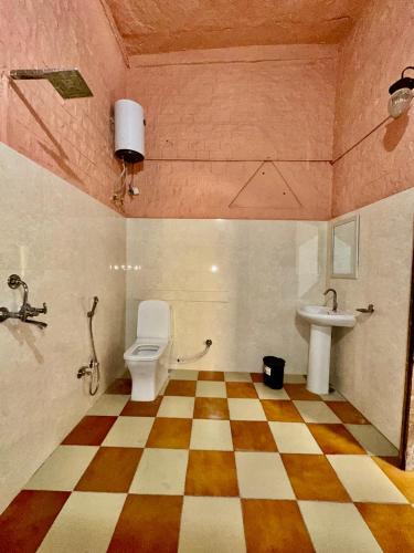 a bathroom with a toilet and a sink at BALARWA HAVELI in Jodhpur