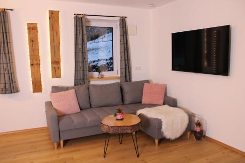 TV a/nebo společenská místnost v ubytování Ferienwohnung Enzian
