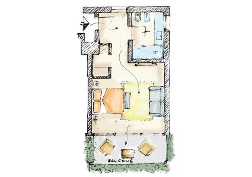 a floor plan of a house at Dolomiti Lodge Alverà in Cortina dʼAmpezzo