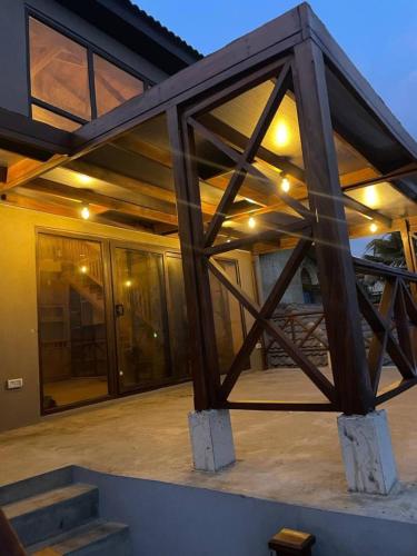 a pavilion of a house under construction with stairs at Tropical Beach Haven in Kokrobite