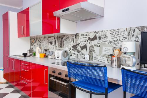 مطبخ أو مطبخ صغير في Retro Hostel 