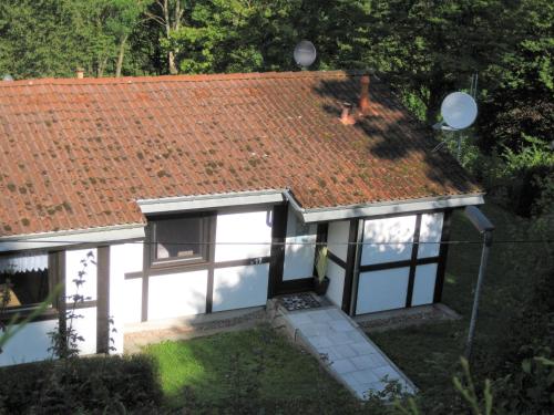 an aerial view of a house with a roof at Holiday Home in Germany with Scenic Nature in Berneburg
