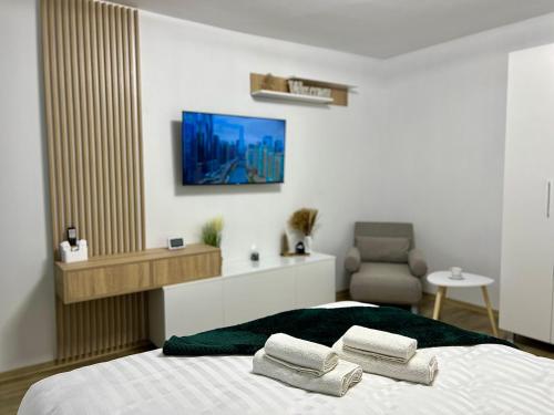 Postel nebo postele na pokoji v ubytování QuickStay - Apartment Straja - Lupeni