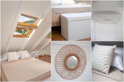 a collage of photos of a room with a bed and a window at Villa spacieuse à Hyacinthe, Le Robert avec piscine privée in Le Robert
