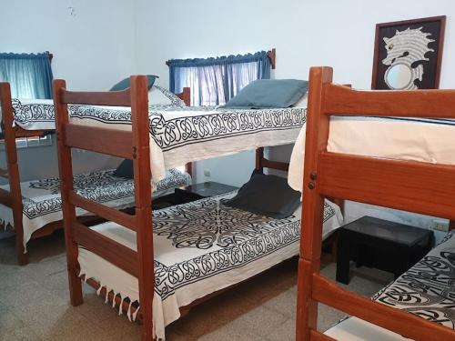 eine Gruppe von Etagenbetten in einem Zimmer in der Unterkunft Punta Sal, 1er piso frente al mar, lejos de rocas in La Bocana