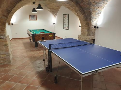 a ping pong table in a room with a ping pong ball at Casa Pilato in Loreto Aprutino