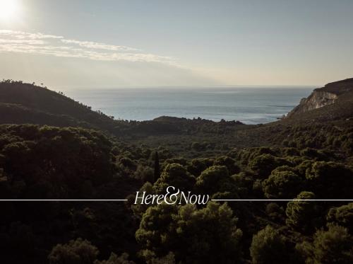 a view of the ocean from a hill with trees at Kalas SeaView Residence, a Serene Sanctuary, By ThinkVilla in Zakynthos Town