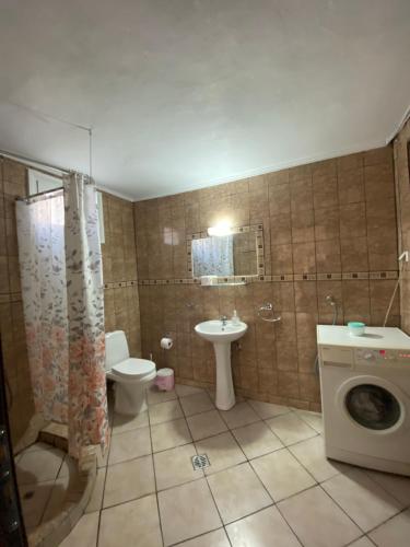 A bathroom at Ammos Apartments