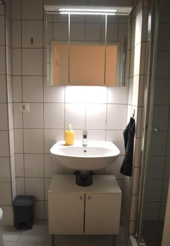 a bathroom with a sink and a mirror at Gemütliche Ferienwohnung - Prein an der Rax in Prein an der Rax