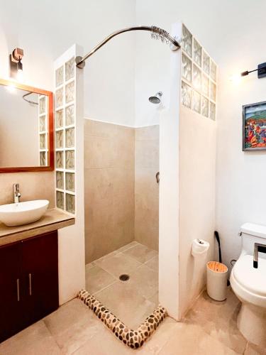 a bathroom with a shower and a sink at Casa Tamarindo céntrica privacidad y parking in Valladolid