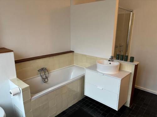 a bathroom with a bath tub and a sink at Richard XIII in Antwerp