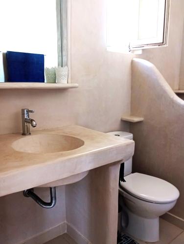 a bathroom with a sink and a toilet at bnb La Casa dei Gatti Paros in Kalami