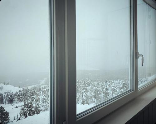a window with a view of a snow covered field at BÈTH CÈU - 4 PERS - Appart vacances- in Arette